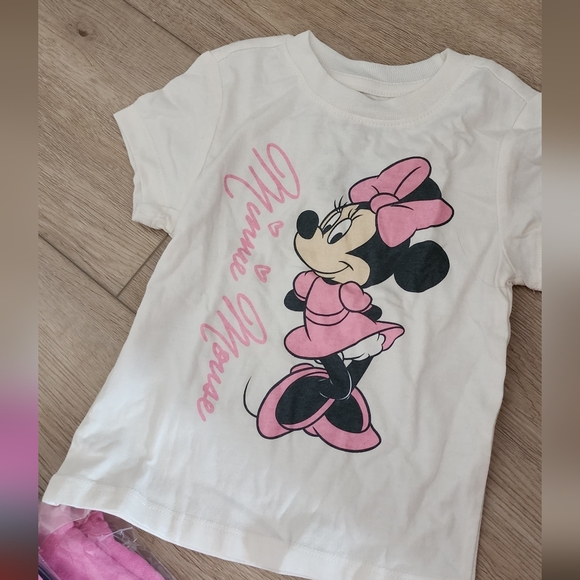 Disney Other - 2 Pcs Disney White Minnie Mouse Pink Graphic Tee 3t New